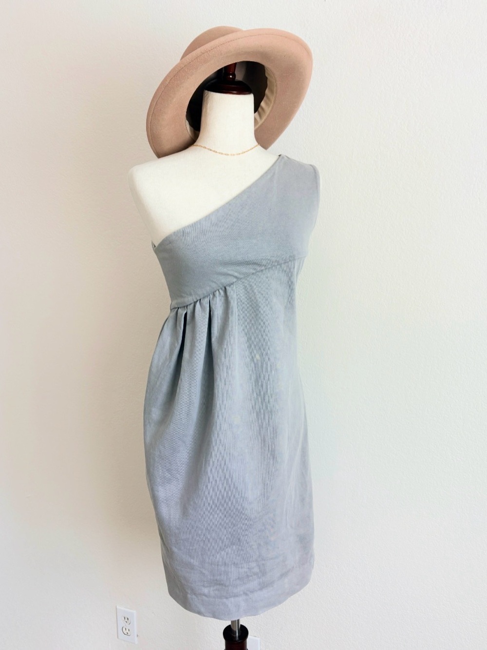 Chloe Grey Cotton One Shoulder Dress